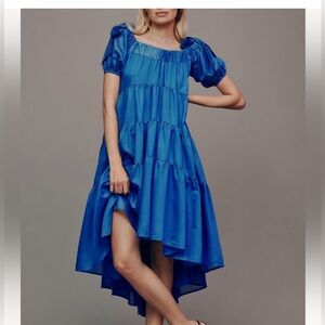 By Anthropologie Off The Shoulder Tiered High Low Midi Dress Size L